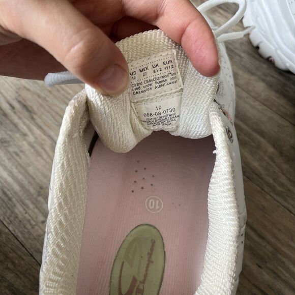 Y2K Platform Sneakers Champion White Pink Women's 10 Vintage Trainers Chunky - Picture 8 of 12